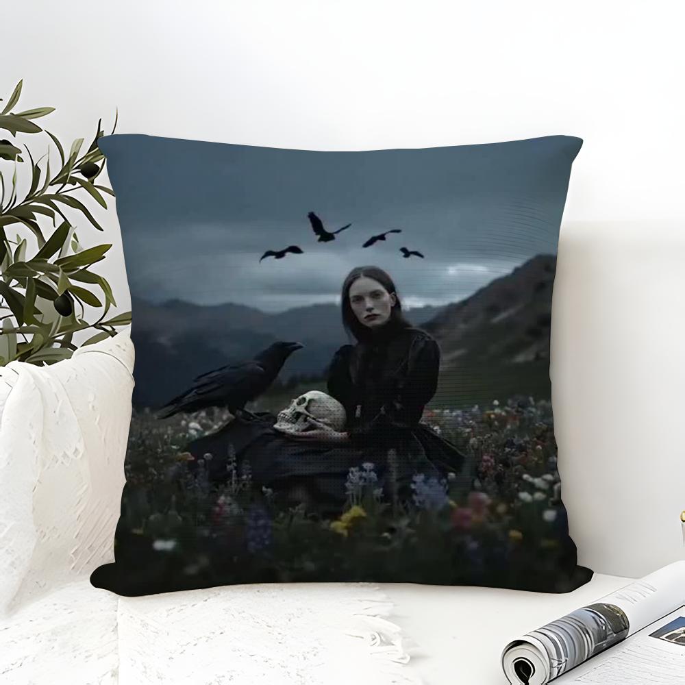 L-Legend Of The Dark Elf Witches & Curses Dark Magical Plague Linen Pillow Case Sofa Home Decor Cushion Cover Cushion Cove
