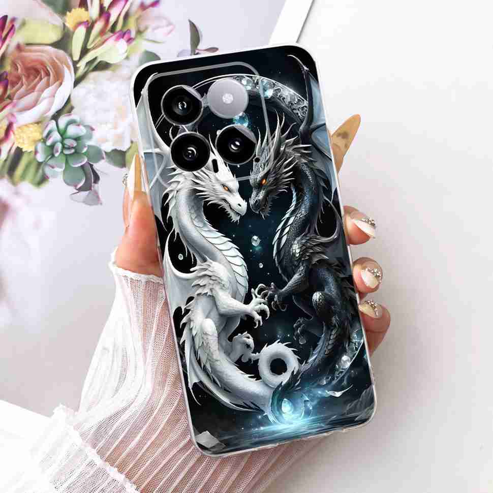 For Xiaomi Mi 14 5G 23127PN0CC Case Fashion Dragon Butterfly Silicone TPU Cover For Xiaomi Mi14 5G 6.36" 23127PN0CG Phone Shell
