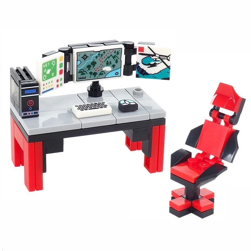 MOC City Building Block Figures Accessory TV Game Console Computer Screen Control Center Easel Oil Printing Bricks DIY Kids Toys