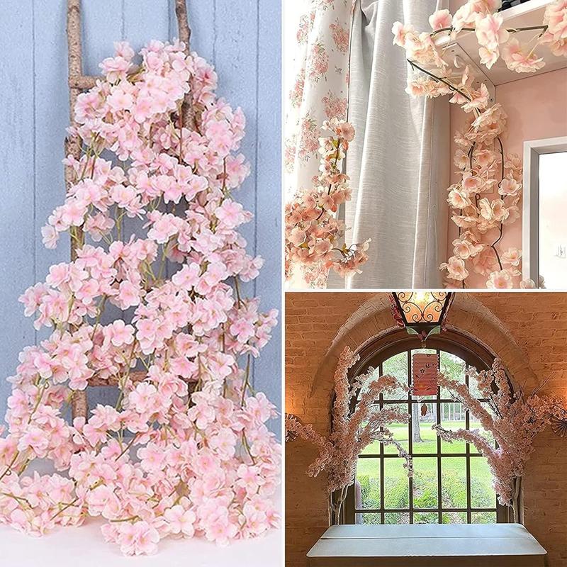 180CM Artificial Sakura Flowers Vine Garden Party Wedding Arch Bridal Decoration Home Room Decor Christmas Fake Plants Ornament