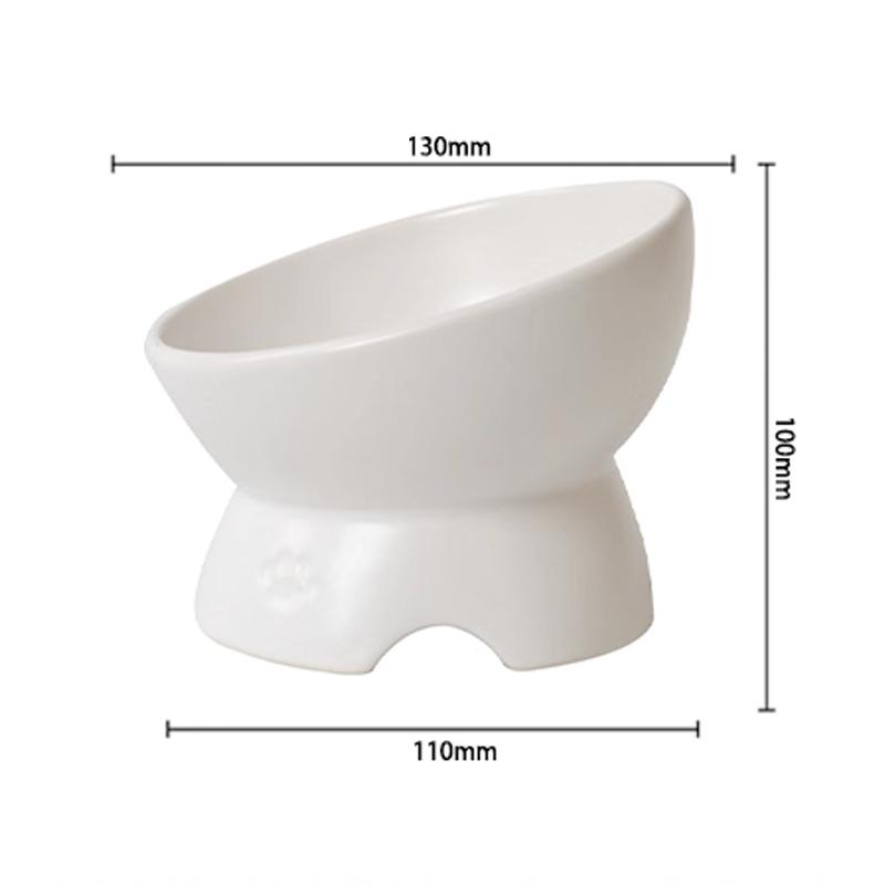 Creative Ceramic Tall Footed Drinking Water Food Bowls, Anti Overturning Neck Protection, Slanted Mouth, Cat Bowl, Supplies, 1Pc