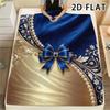 1Pc 2D FLAT Baroque Gold Blue Print Flannel Blanket,High quality Comfortable for All Seasons,Home Decor,Warmth and Comfort,Perfect for Christmas Gifts