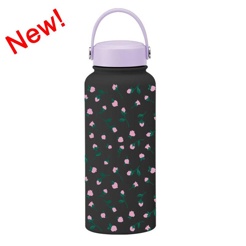 1L Thermos Cup Large Capacity Wide Mouth Portable Vacuum Sports Kettle Outdoor Printing Water Cup Female