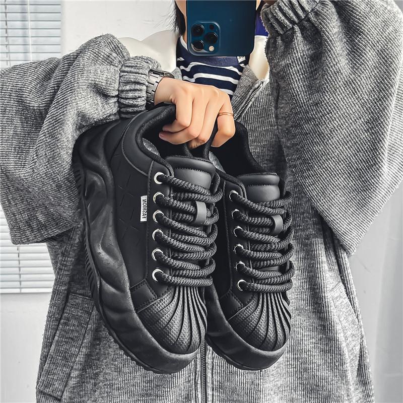 

Удобные Модные Скейт-кроссовки с мыском-ракушкой Новая Классика Толстая Подошва Прочная ПВХ Подошва Уличные Всесезонные Низкие Повседневные Кроссовки 44 чёрный