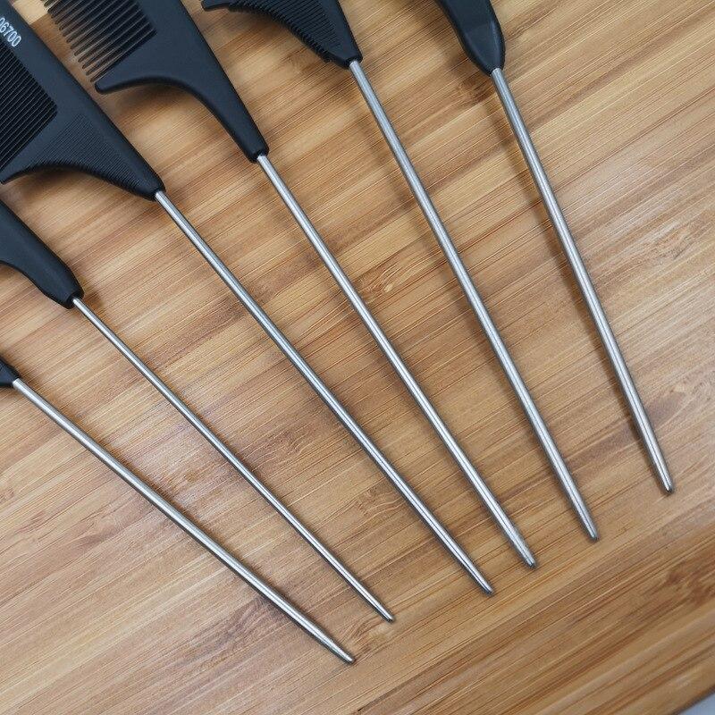 New Black Rat Tail Hair Comb Professional Barber Salon Hair Cut Comb Stainless Steel Spiked Hair Comb Head Care Styling Tools