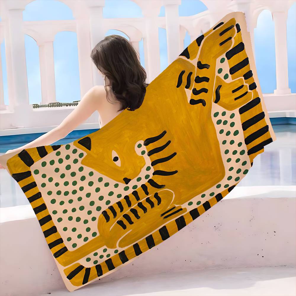 Égypte Tigre Abstrait Coloré Grande Serviette de Plage en Microfibre Serviette à Séchage Rapide Serviettes de Plage Sablonneuses Serviette de Piscine pour Voyage Natation Piscine Yoga