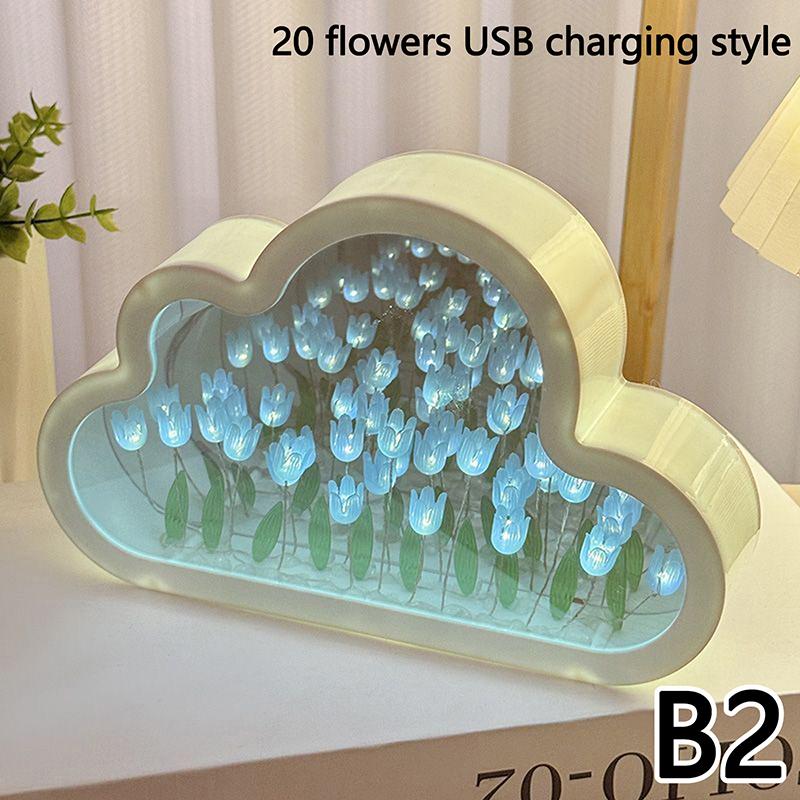 Handgemachte Diy Tulpe Blume Meer Nacht Atmosphäre Lampe Wolken Tulpe Lampe Led Nacht Licht Spiegel Tisch Lampe Schlafzimmer Dekor Lichter