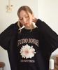BONIEE [Fleece Lined] Lilly Sweet Piece Graphic Oversized Sweatshirt Black