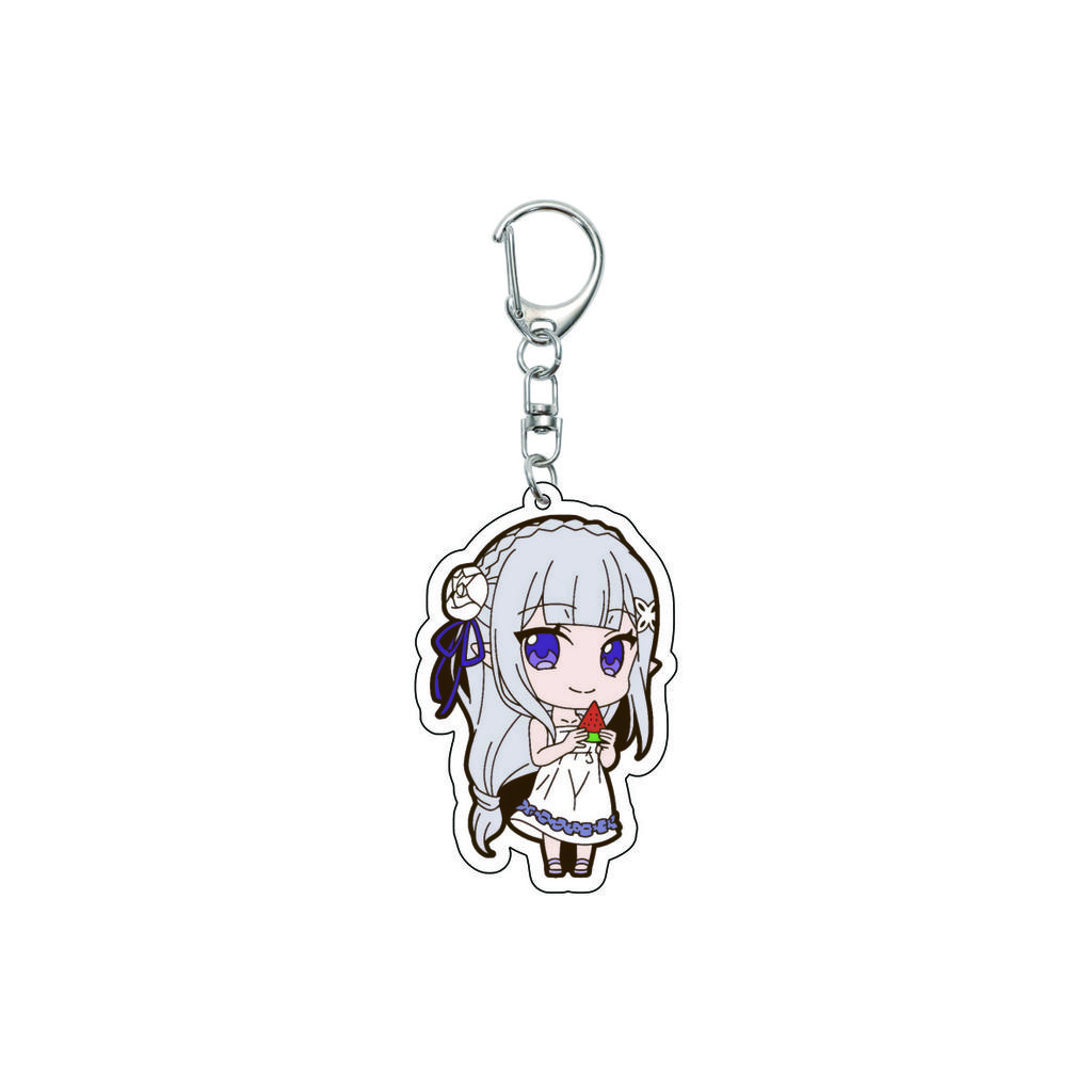 55MM Anime Re:ZERO - Iniziare la Vita in un Altro Mondo Portachiavi Natsuki Subaru Emilia Portachiavi Piastra Modello Acrilica Regali di Natale