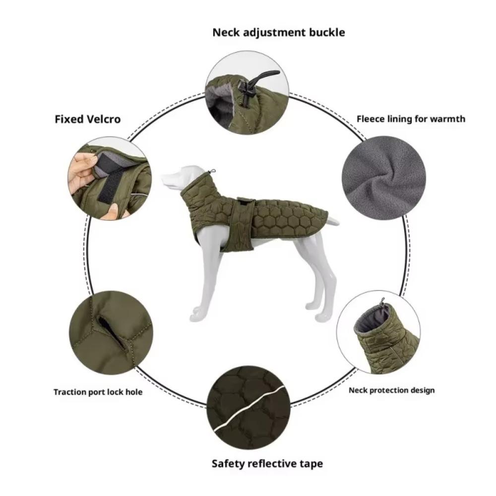 Reflective Strip Dog Winter Coat High-neck Design Fleece Lining Dog Turtleneck Thickened Warm Winter Dog Clothes Winter