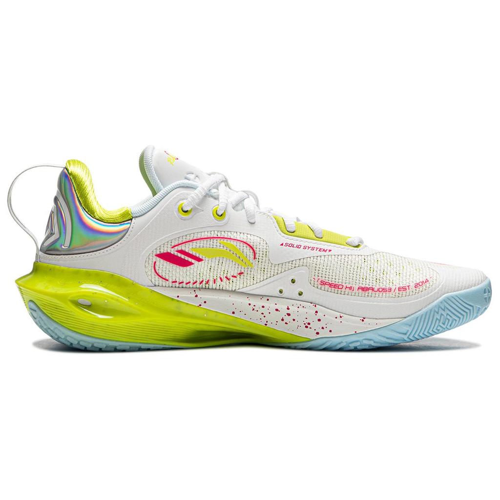 Li Ning Speed 11 Support Rebound Low Top Basketball Shoes Men's White Green Red ABAU053-4
