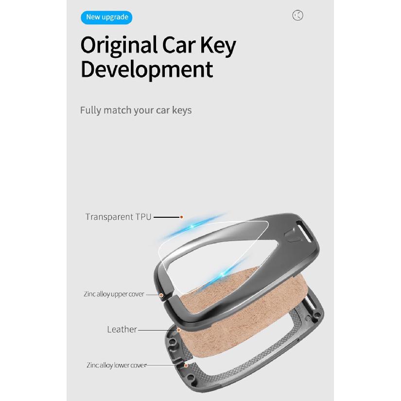 Leather Metal Car Key Fob Cover Case Fit for Changan CS35PLUS CS55PLUS CS75PLUS CS75 Eado UNI-T UNIK Oushang X5 X7 EV 2022 2023 Keychain Key Shell