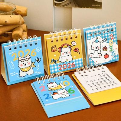 Cute Mini 2026 Desk Calendar Fruit Shape Coil Binding Desktop Calendar Portable Cartoon Schedule Planner Gifts