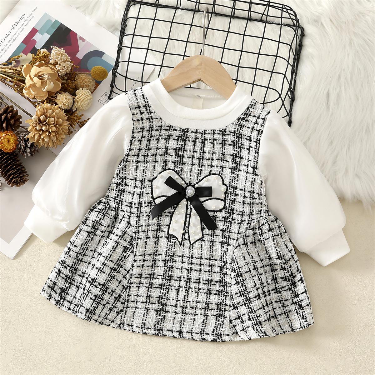 

Осеннее платье для девочек с длинным рукавом и бантом на талии спереди - Стиль маленькой феи XXL