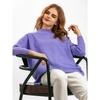 GMXIA Autumn and Winter Retro Loose Large-sized Long-sleeved Top, Solid Color Pullover Knitted Sweater, Women's Semi-high-neck Sweater Base Layer