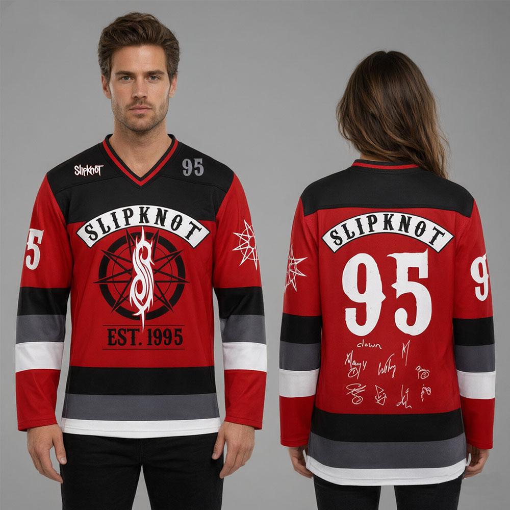 SlipknotBand (sic)est Stadium Tour Hockey Jersey Men Women Long Sleeve T-shirt Heavy Metal Band Tour Costume Streetwear Print
