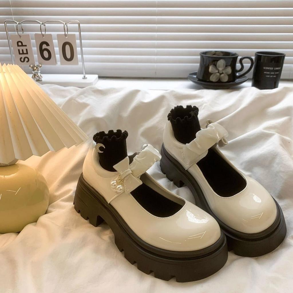 2025 Summer New Jk with Skirt Small Man Shows Height Versatile Platform Single Shoes High Heels Solid Color Small Leather Shoes