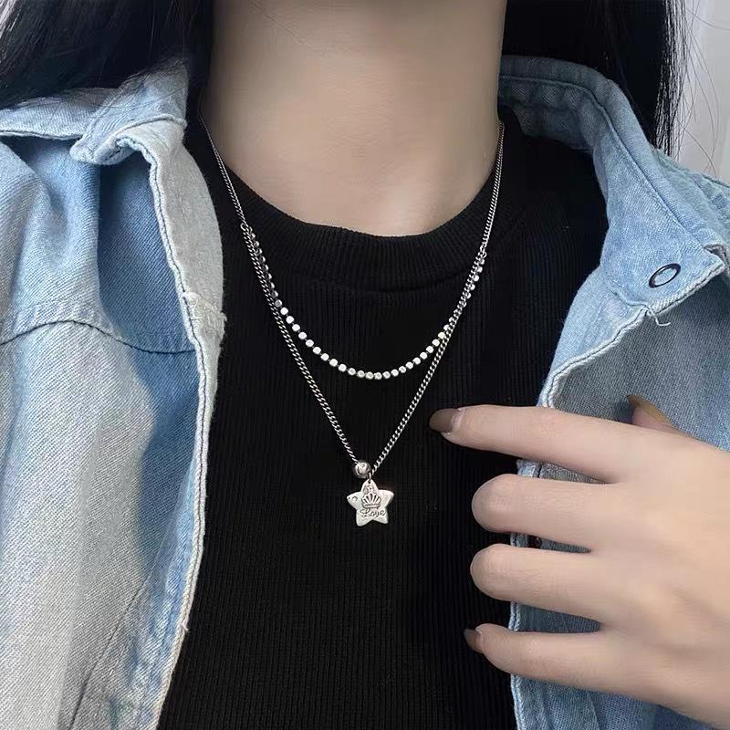 S925 Silver Retro Circle Necklace – Women's Elegant Clavicle Chain, Light Luxury Trendy Sweater Accessory