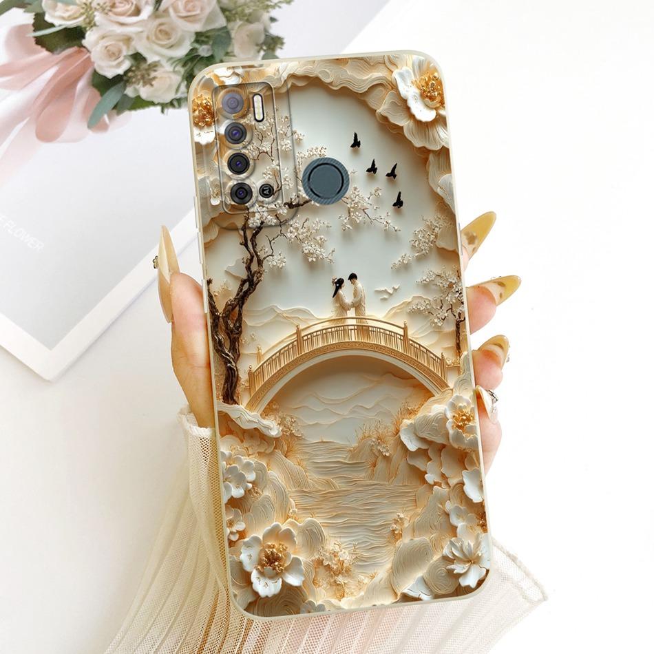 For Tecno Spark Power 2 LC8 Cute Cat Flower Cartoon Phone Case For Tecno Spark Power2 Shockproof Soft Silicone Bumpers