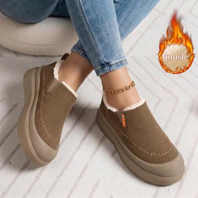 Winter Samt Dicke Sohle Damen Schneestiefel - Weich, Bequem, Große Größe, Vielseitig, Flacher Schaft Freizeitschuhe