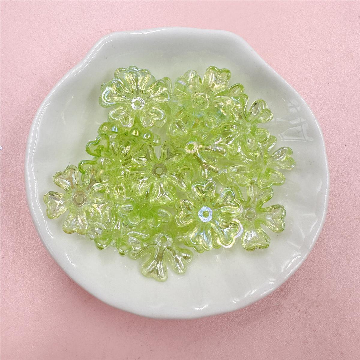 

Товары для вечеринок Акриловые 20 шт. разноцветные бусины-разделители ручной работы, модные, 16 мм, для изготовления шпилек, 5-лепестковые бусины-цветы зелёный