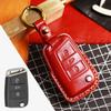 For VW Passat Magotan Golf Key Fob Cover, Genuine Leather Case with Anti-Loss Key Ring & Strap, Full Set Accessories in Gift Box