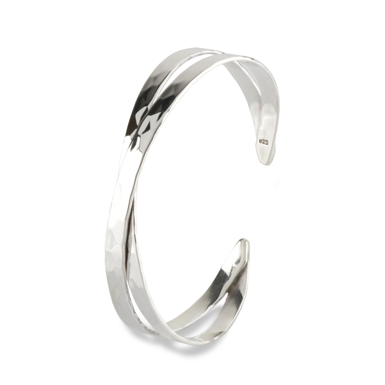

Sterling Silver 925 Simple Hammered Adjustable Double [SANT BOLEN] Bracelet, Bangle, Men s, Size, Stackable, Strand, Men s, Women s