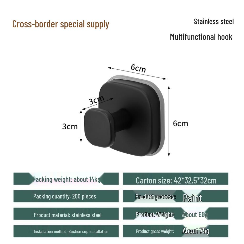 Stainless Steel No-Drill Suction Cup Hook - Strong Load-Bearing for Bathroom and Toilet