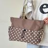 Polka Dot Large Capacity Tote Bag For Women Nylon Material Drawstring Closure Hobo Bag Underarm Shoulder Bag Lightweight Handbag