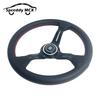 13inch 325mm Aluminum Spoke Perforated Leather Auto Racing Steering Wheel Deep Corn Drifting Sport Steering Wheel Red Line