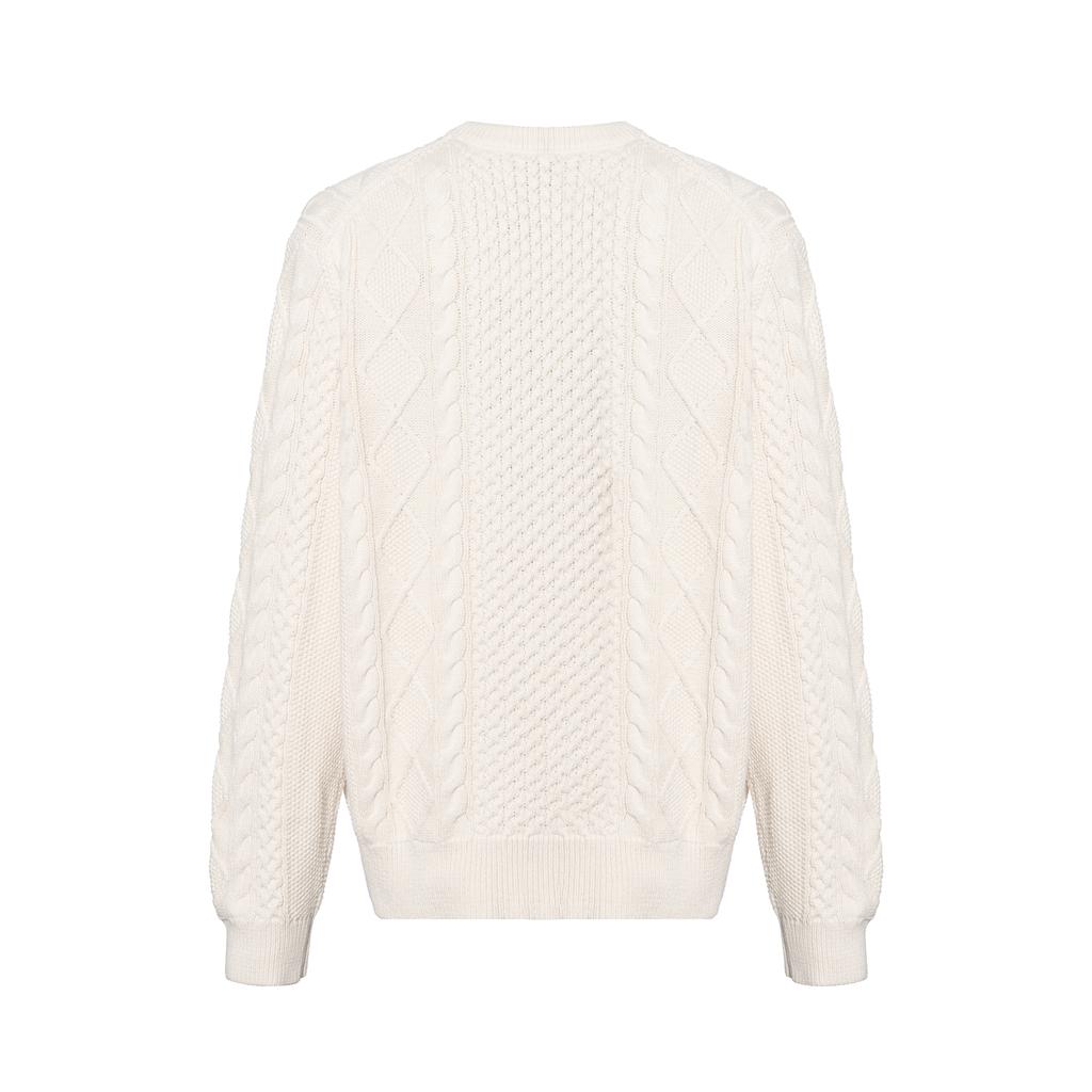 Polo Ralph Lauren SS23 Solid Color Chunky Knit Crew Neck Ribbed Hem Sweater Men Sweater White 710826253-003