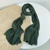 Retro Old Texture Pleated Solid Color Linen Scarf Thin And Narrow Silk Scarf Extended Neck Protection Scarf Autumn And Winter Warm
