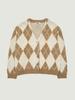 GROVE Aria Brushed Argyle Cardigan (Beige)