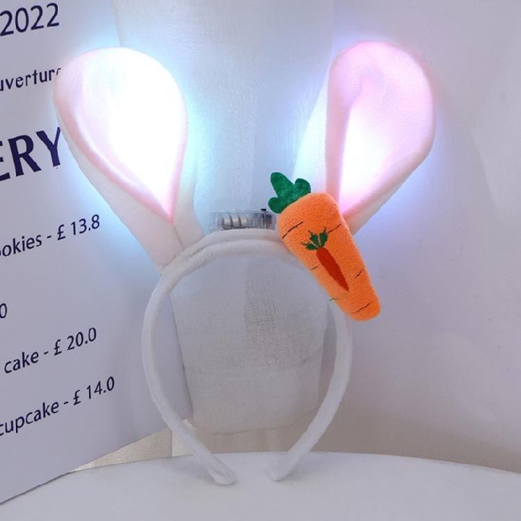 Light Up Rabbit Ears Headband Cute Plush Bunny Ear Hair Accessory for Women