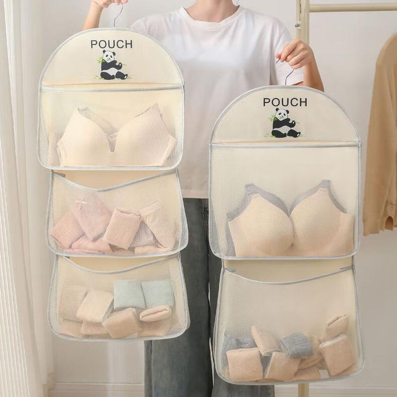 1pc Bra Storage Net Multi-layer Storage Bags Space-saving Underwear Socks Breathable Hanging Mesh Bag Storage Organizer