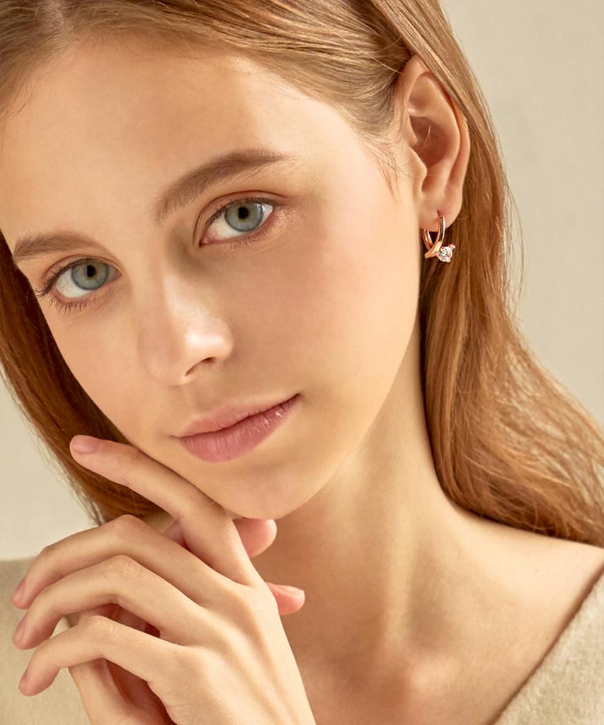 Ellejewelry 14K Gf Pure Wave One-Touch Earrings Elgpee411