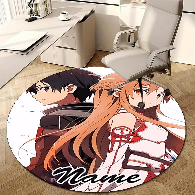 Personalized S-Sword Art Online Round Chair Office Rug - Perfect for Mat, Office Chair & More - Ideal Gift for Birthdays and Holidays
