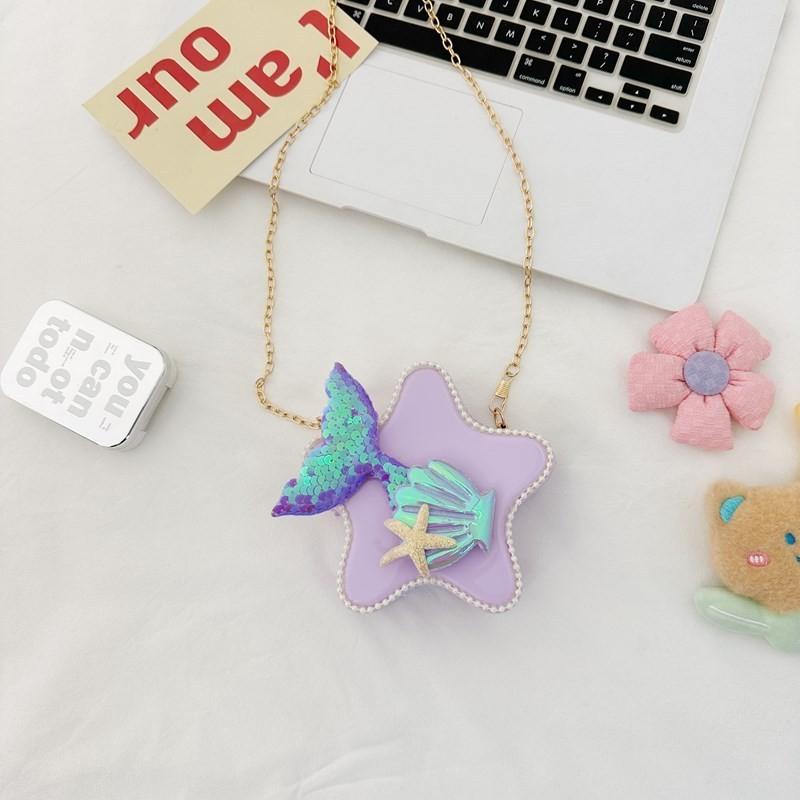 Adorable Cartoon Star Crossbody Bag For Kids Stylish Chain Strap Waterproof Pvc
