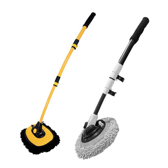 3-Section Telescopic Car Wash Mop Bendable Handle Car Wash Brush with Chenille & Microfiber Head Scratch-Free Cleaning Tool for Auto Motorcycle