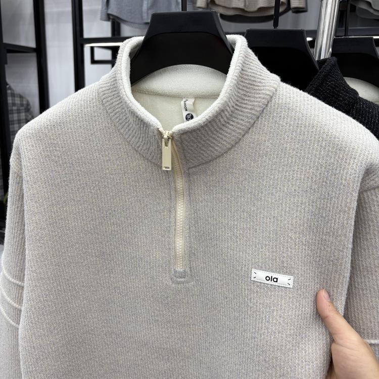 Men's Bestseller Velvet Zipper Sweater - Trendy Stand Collar Knitwear