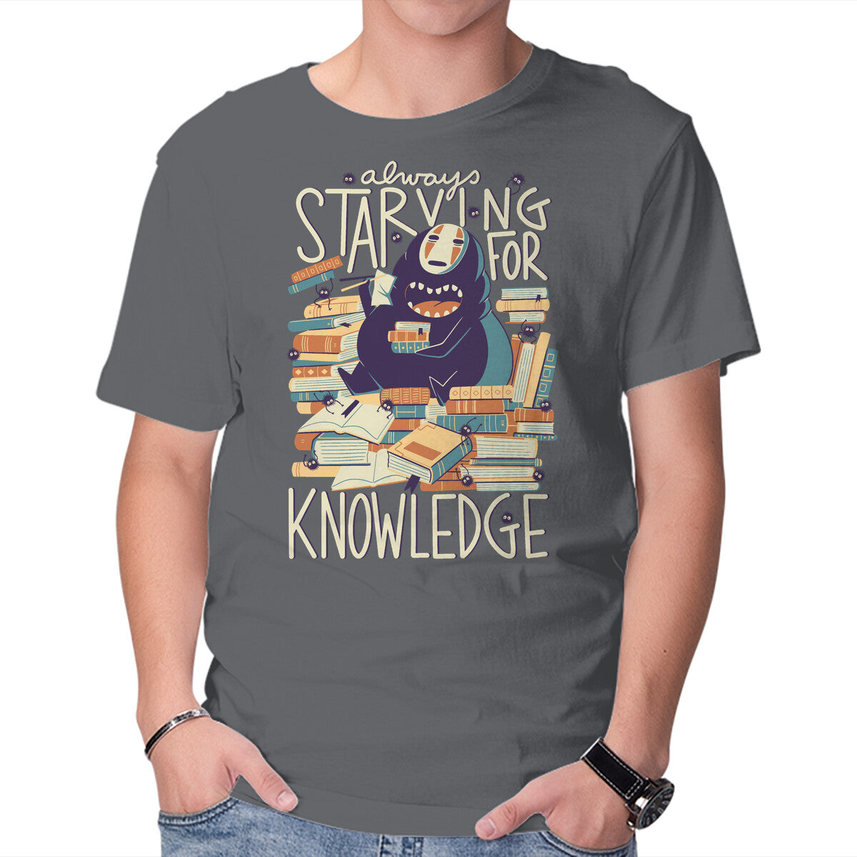 Unisex Crew Neck T-Shirt Book Eater Graphic Short Sleeve Casual Tee XXXXL