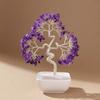 Natural Aquamarine Crystal Tree With Ceramic Base Feng Shui Wealth Ornament Home Decor