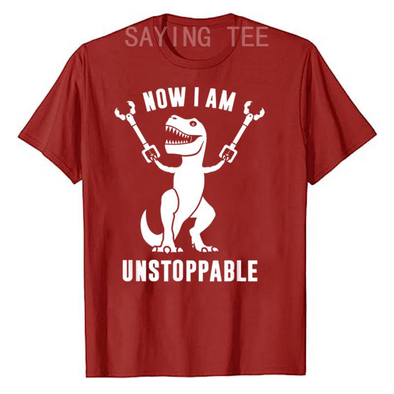 Now I Am Unstoppable Funny TRex TShirt for Kids and Adults TRexDinosaur Holding Claw Grabbers Unisex Clothing Cute Tee Y2k Tops S