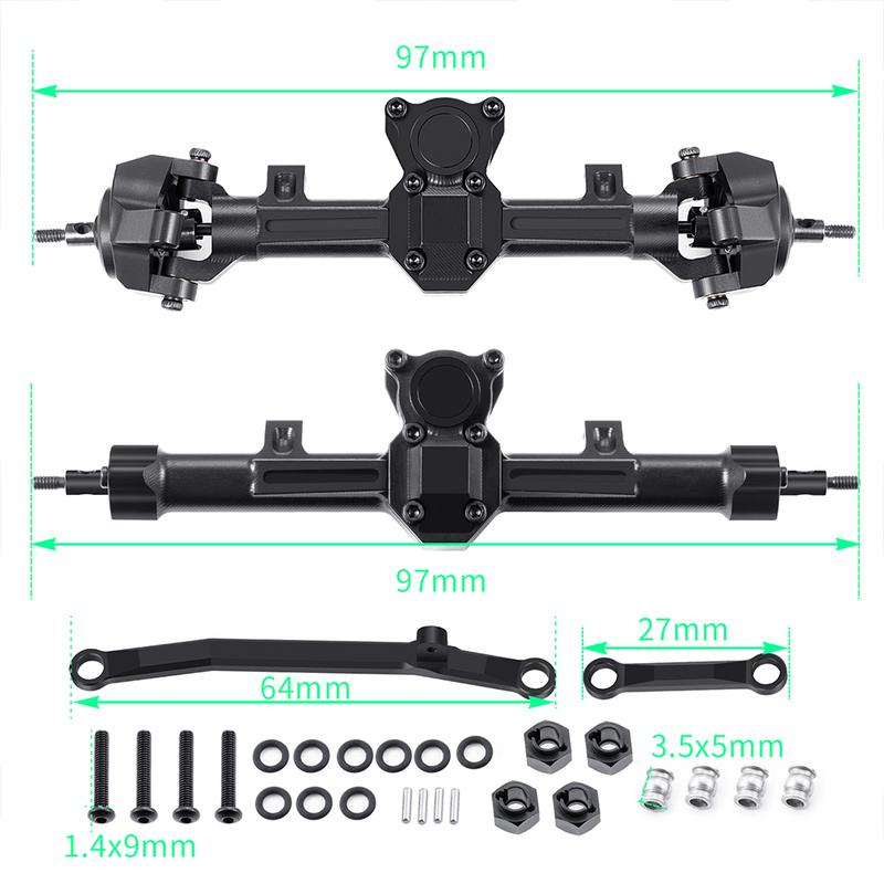 AXSPEED Front Rear Aluminum Alloy Portal Axle for Axial SCX24 Deadbolt Wrangler C10 Gladiator Bronco 1/24 RC Car Upgrade Parts