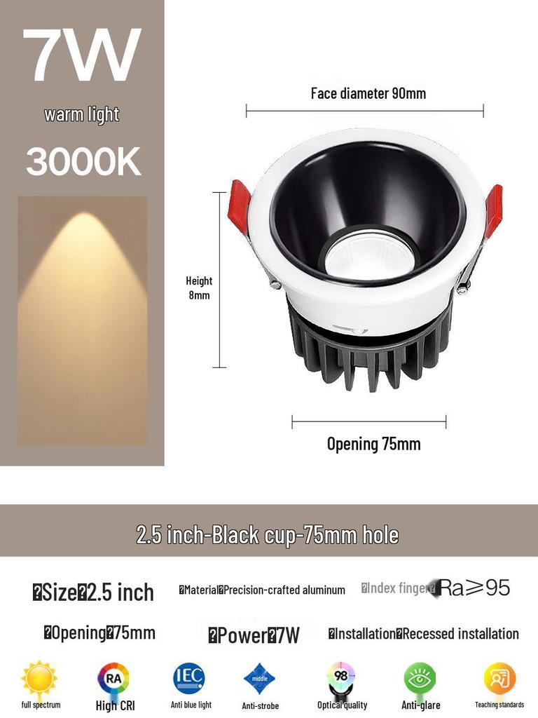 Kompakter blendfreier Einbaustrahler für die Decke: Vollspektrum-Wandfluter für das Wohnzimmer