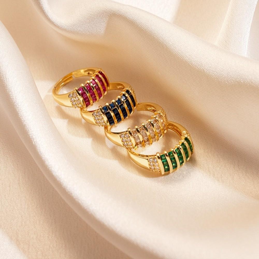 Koreanischer Stil Strassring Schmuckzubehör Klobiger Emaille-Ring Zirkon Öffnungsring Dekoration