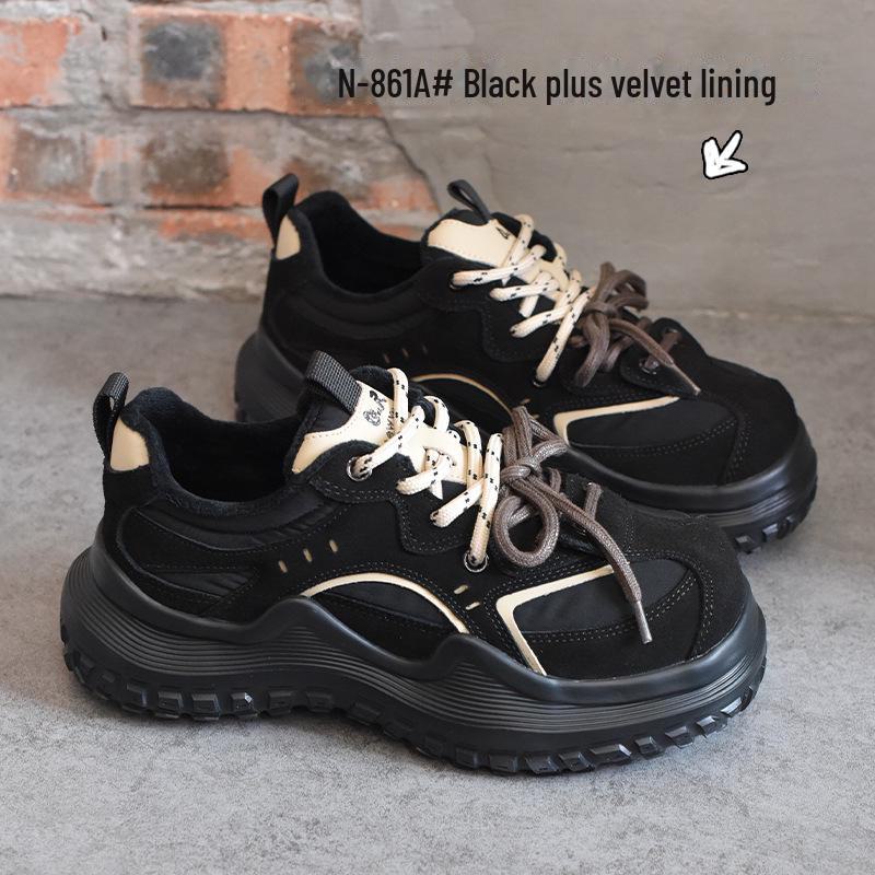 Γυναικεία Παπούτσια Shougu 2024 Ρετρό Πλατφόρμα με Βελούδο και Διπλά Κορδόνια