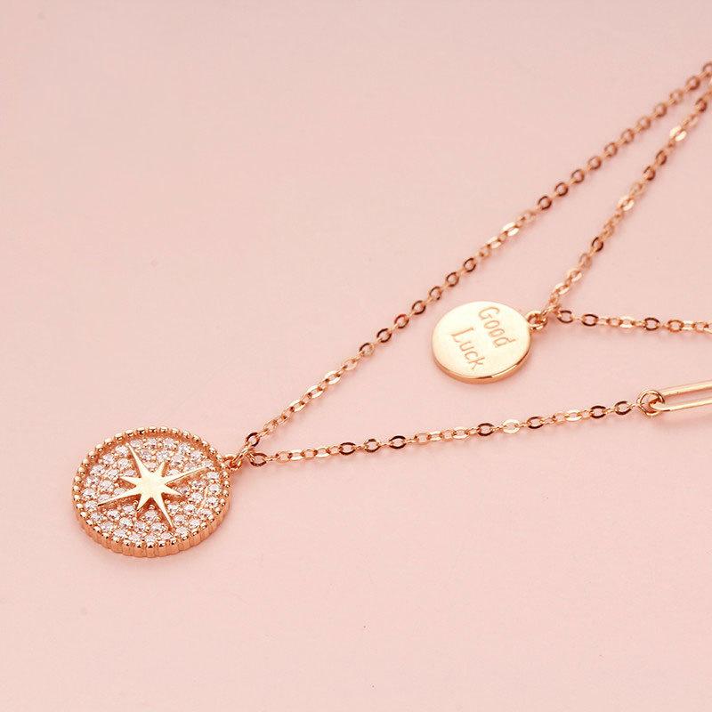Purple Gold Lucky Brand Necklace Women'S Simple Fashion Rose Gold Plated Collarbone Chain