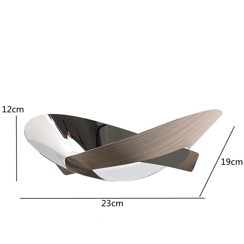 Wood Grain Metal Irregular Winding Fruit Tray, Geometric Art Stainless Steel Tray, Dining Table Decoration Storage Tray