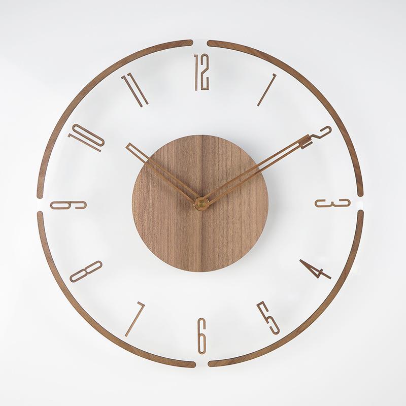 Japanese Solid Wood Wall Clock Simple Transparent Creative Radio Clock Wall Clock Living Room Home Home Decoration Clock